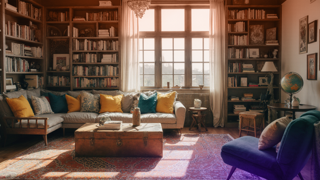 Иллюстрация к статье: Интерьер-гайд по гороскопу:&nbsp;точка свершений&nbsp;для&nbsp;эклектичного Стрельца